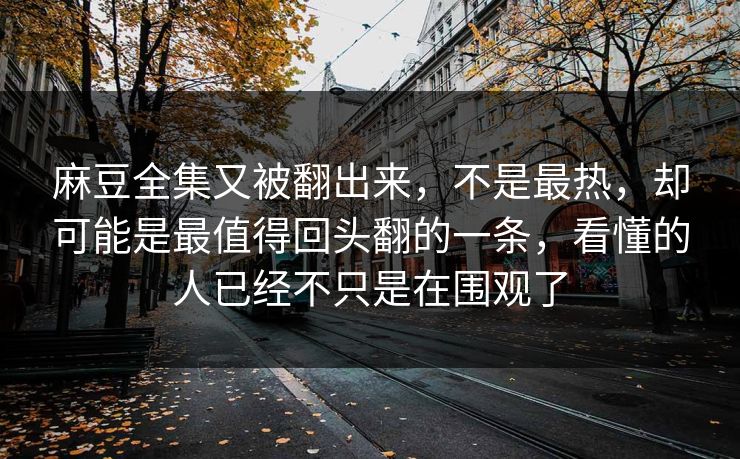麻豆全集又被翻出来，不是最热，却可能是最值得回头翻的一条，看懂的人已经不只是在围观了  第1张