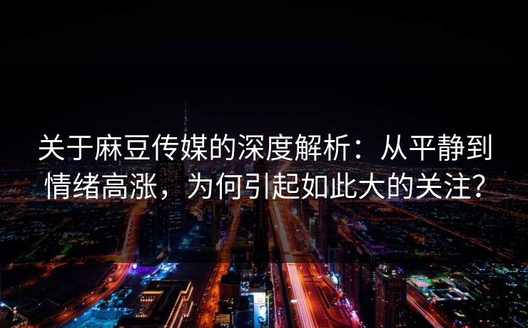 关于麻豆传媒的深度解析：从平静到情绪高涨，为何引起如此大的关注？  第1张
