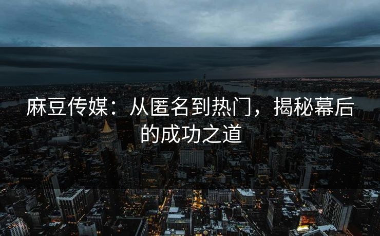 麻豆传媒：从匿名到热门，揭秘幕后的成功之道  第1张