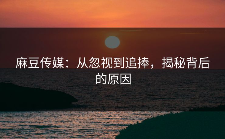 麻豆传媒：从忽视到追捧，揭秘背后的原因  第1张