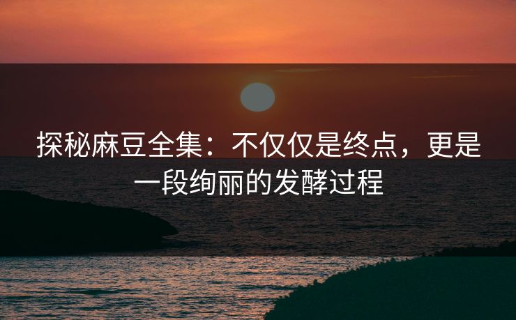 探秘麻豆全集：不仅仅是终点，更是一段绚丽的发酵过程  第1张