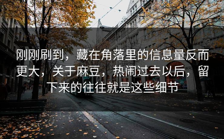刚刚刷到，藏在角落里的信息量反而更大，关于麻豆，热闹过去以后，留下来的往往就是这些细节  第1张