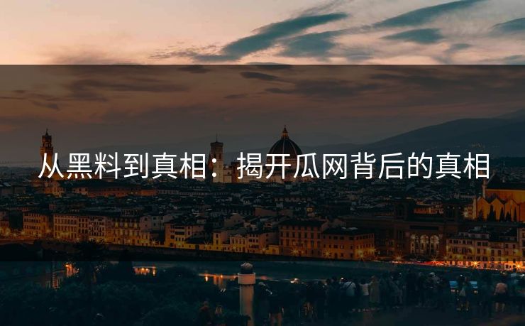 从黑料到真相：揭开瓜网背后的真相  第1张