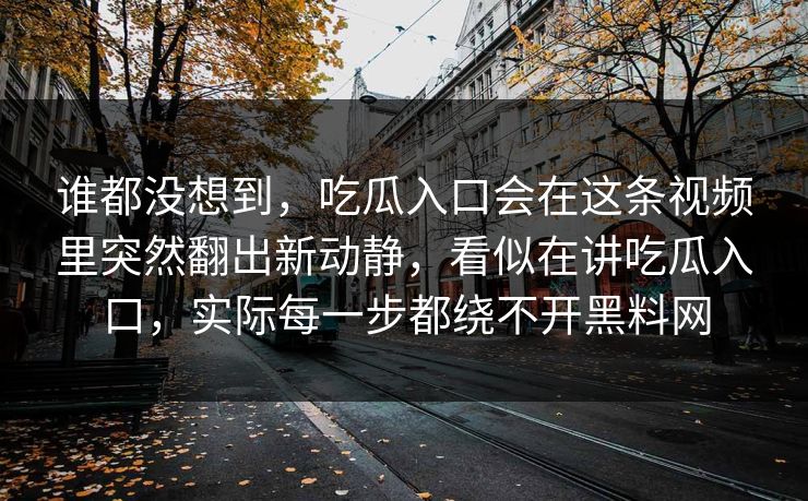 谁都没想到，吃瓜入口会在这条视频里突然翻出新动静，看似在讲吃瓜入口，实际每一步都绕不开黑料网  第1张