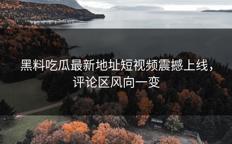 黑料吃瓜最新地址短视频震撼上线，评论区风向一变  第1张
