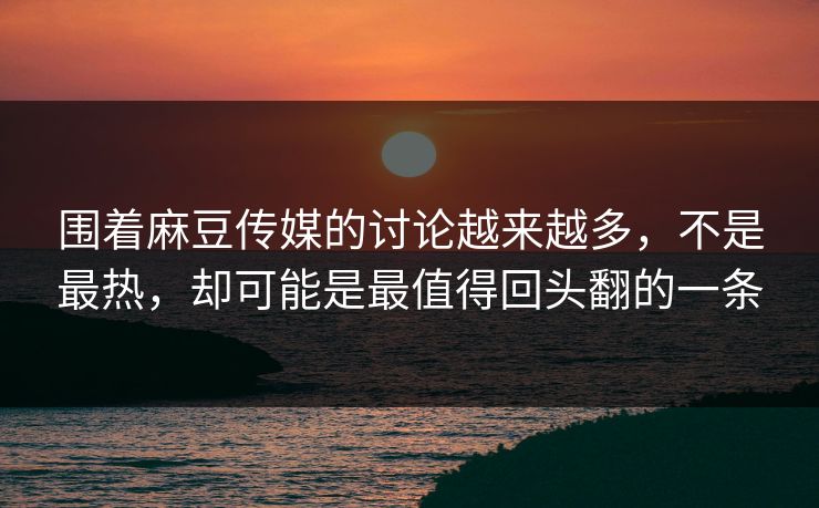 围着麻豆传媒的讨论越来越多，不是最热，却可能是最值得回头翻的一条  第1张