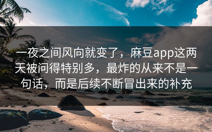 一夜之间风向就变了，麻豆app这两天被问得特别多，最炸的从来不是一句话，而是后续不断冒出来的补充  第1张