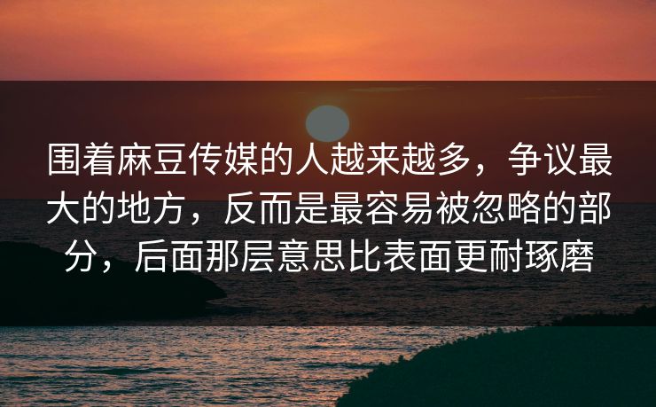 围着麻豆传媒的人越来越多，争议最大的地方，反而是最容易被忽略的部分，后面那层意思比表面更耐琢磨  第1张