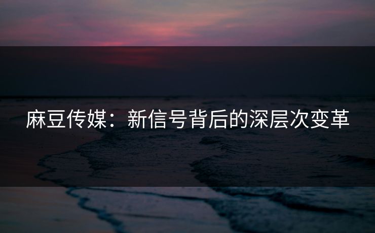 麻豆传媒：新信号背后的深层次变革